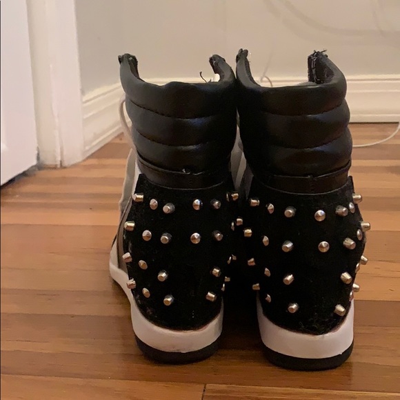 Black Studded Wedged Sneakers - Picture 3 of 3